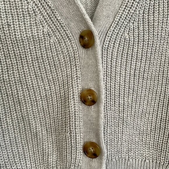 J.Crew Cotton-blend cropped V-neck cardigan sweater | Medium| Heather Dove| NWOT - Picture 4 of 7